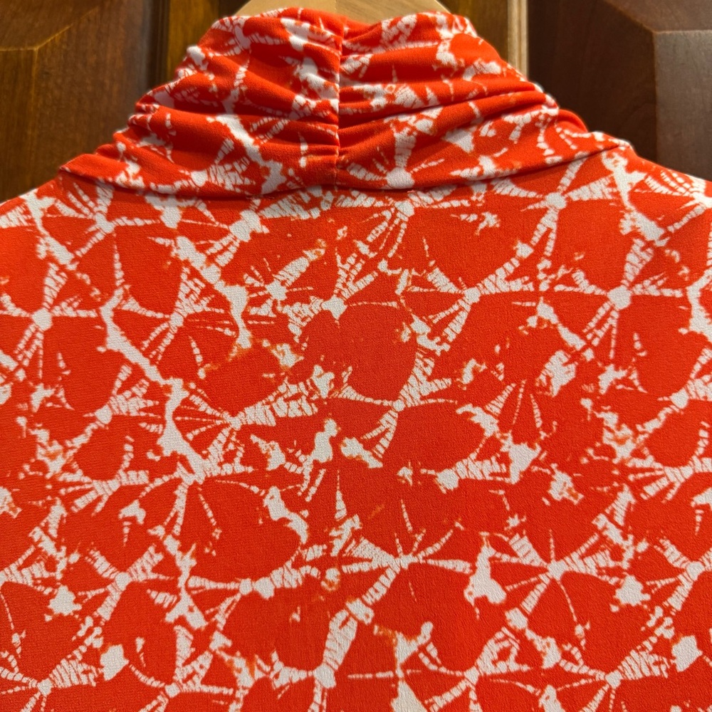 NWT CHAUS New York Women's Orange Leaf Print Faux Wrap Sleeveless Top Size L - Picture 5 of 10